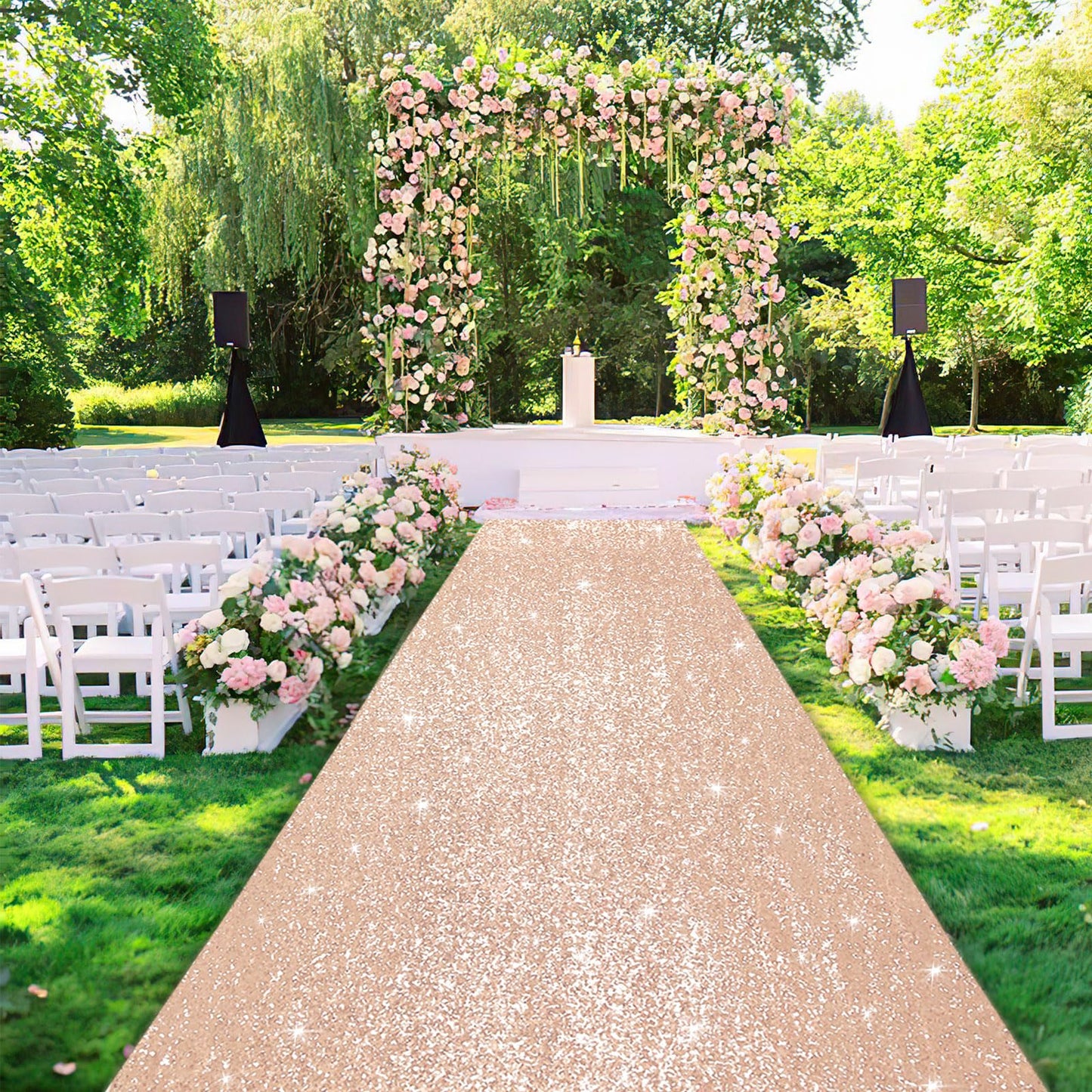 Sequin Aisle Runners 4ft x 15ft Rose Gold Aisle Runner Bridal Carpet Runner for Wedding Ceremony Decor