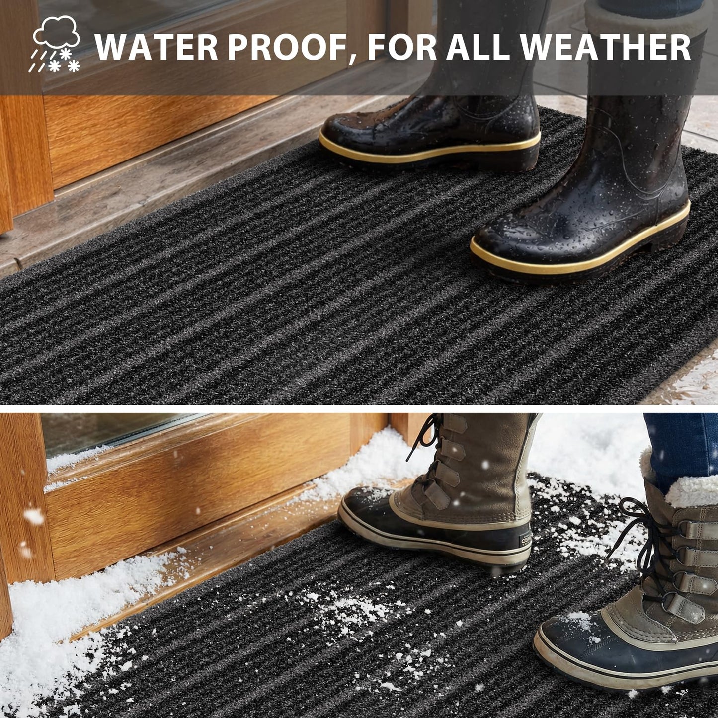 DOMUSTEX Outdoor Front Door Mat 20" x 32", Dirt Trapping Outside Entrance Rug, Non Slip Shoe Scraper, Heavy Duty Commercial Rug for Patio, Garage, Traffic Area, Office, Roll Packing