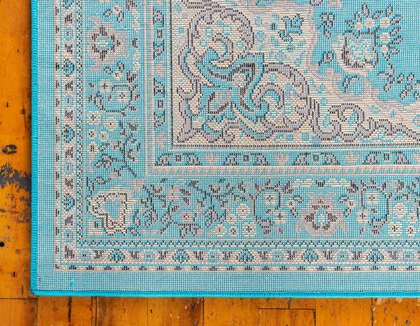 Unique Loom Reza Collection Traditional Persian Style Area Rug, 8 x 10 ft, Turquoise/Ivory