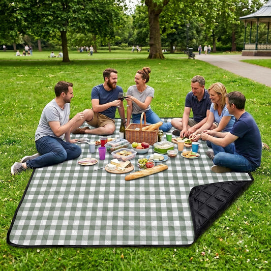AIMLYXEE 80"x 83" Extra Large Picnic Blanket Waterproof Sandproof, Foldable Outdoor Mat with Premium Canvas Strap for Beach
