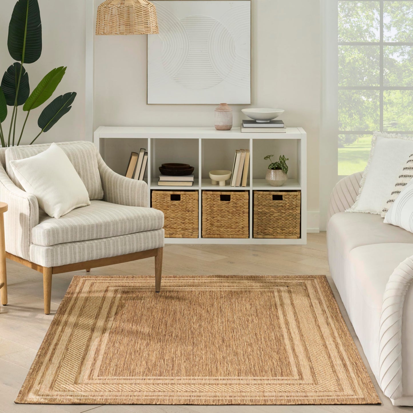 Nourison Home Horizon Indoor/Outdoor Natural 6' x 9' Area Rug - Easy Clean, Non Shedding, Bed Room, Living Room, Dining Room, Kitchen (6' x 9')