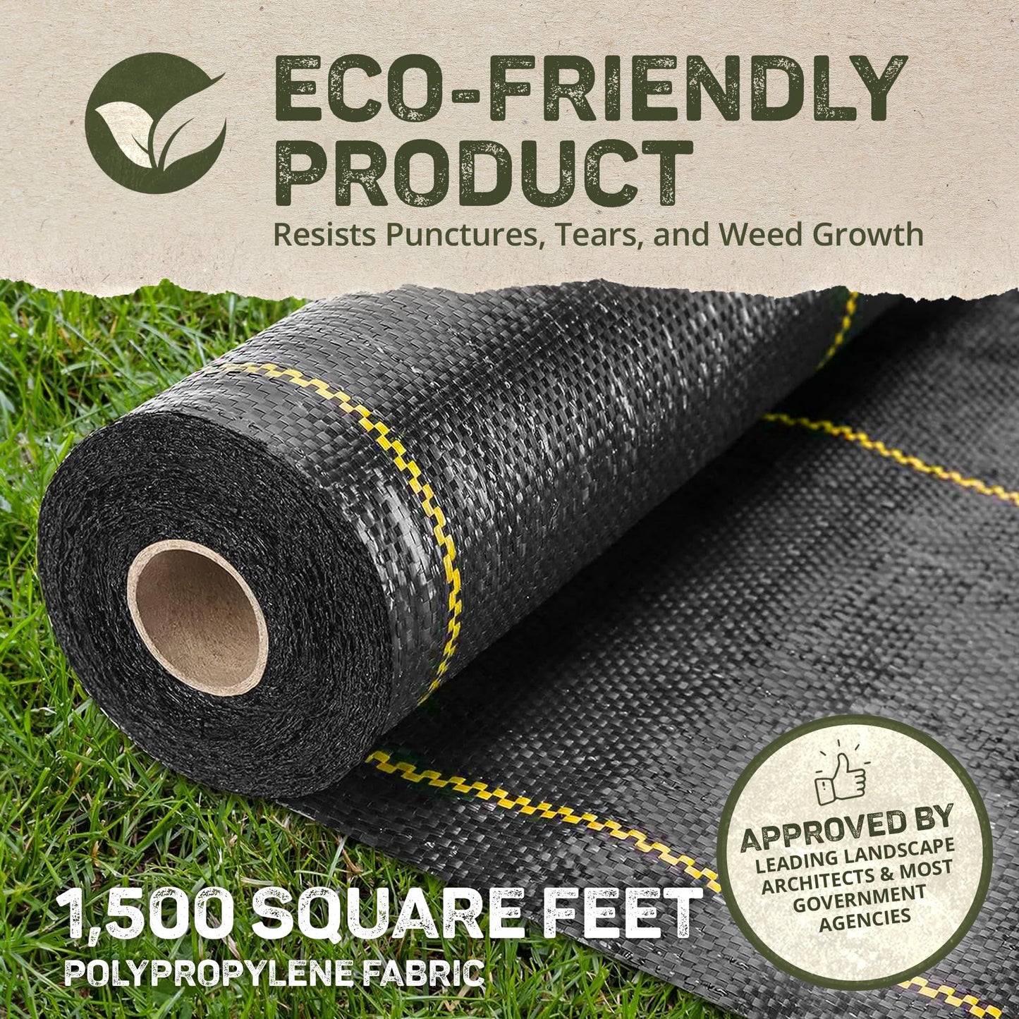 Dewitt Sunbelt Weed Barrier Fabric 3.2 oz, 6 x 300 Feet – Heavy-Duty Ground Cover Mat for Greenhouse Floors, Garden Rows, Raised Beds, Yard Gardening, and Outdoor Landscape Protection