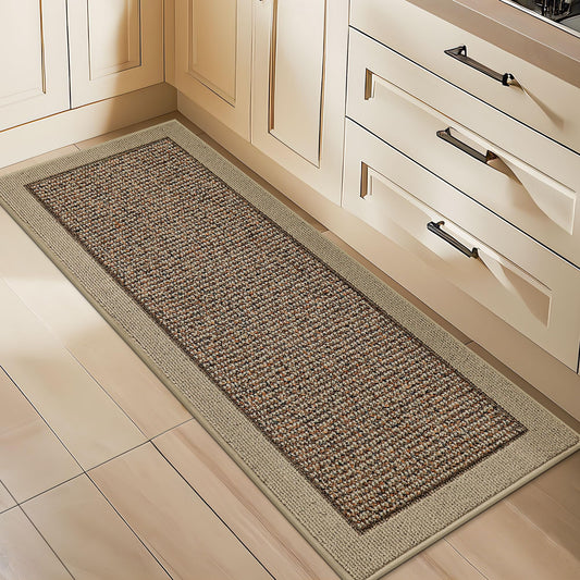 BEQHAUSE Kitchen Runner Rugs 24"x60", Kitchen Rugs Non-Slip Kitchen Mats for Floor, Absorbent and Stain Resistant Kitchen Mats, Machine Washable Rug for Kitchen, Hallway, Laundry & Sink, Taupe
