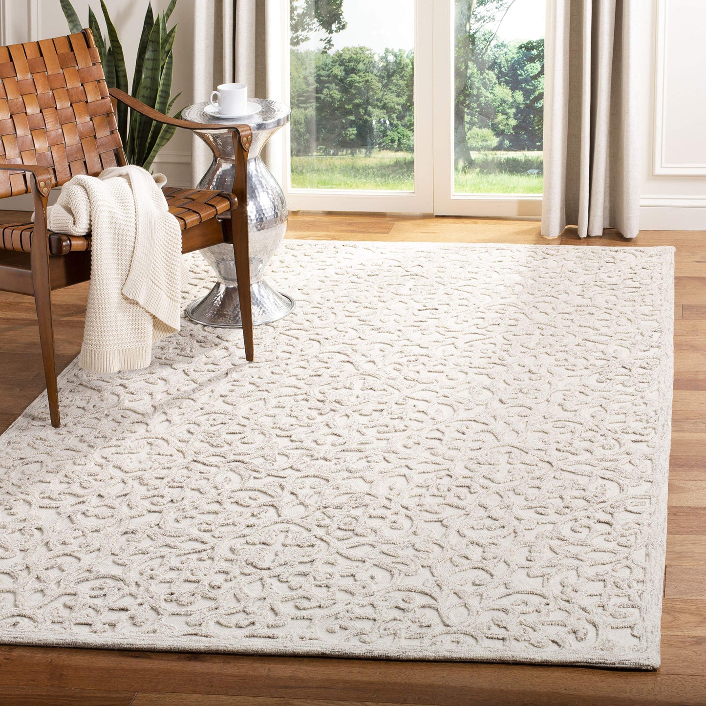 SAFAVIEH Area Rug 8x10 - Trace Collection - Large - Camel & Ivory, Handmade Wool, Ideal for Living Room, Bedroom, Office, Dining Space (TRC103E)