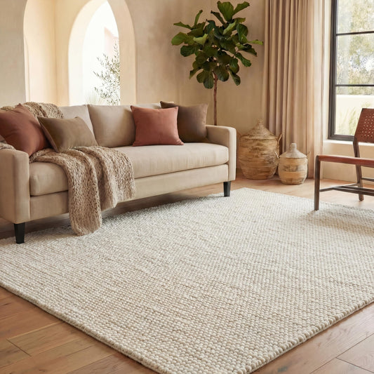 SAFAVIEH Area Rug 3x5 - Natura Collection - Ivory, Handmade Wool Blend, Textured Design, Ideal for Living Room, Bedroom, Dining Space (NAT620A)
