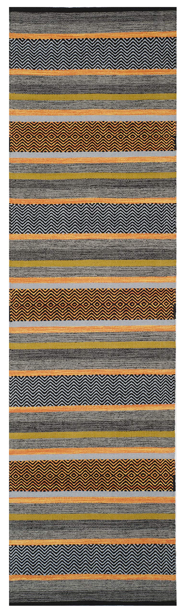 SAFAVIEH Montauk Collection Runner Rug - 2'3" x 8', Navy & Multi, Handmade Flat Weave Stripe Cotton, Ideal for High Traffic Areas in Living Room, Bedroom (MTK212A)