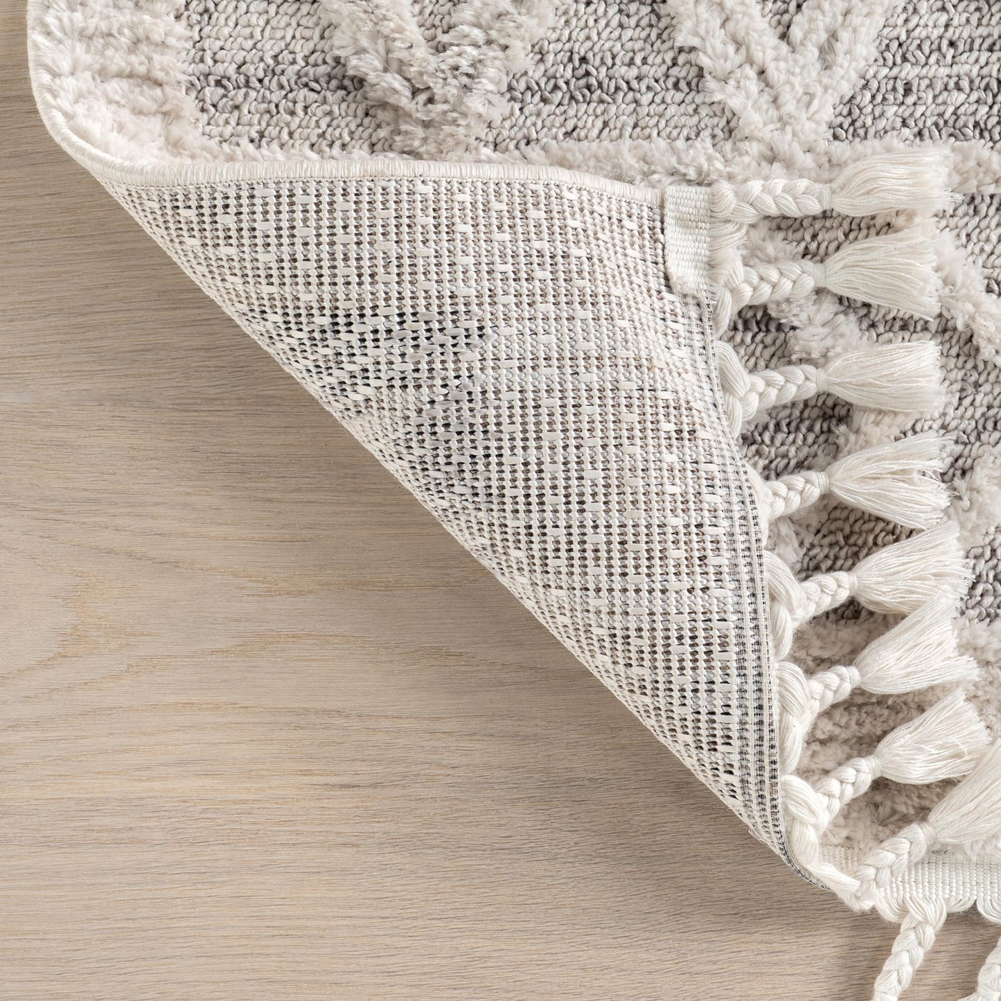 nuLOOM 2'6" x 10' Ansley Moroccan Tassel Area Rug, Light Grey, High-Low Textured Bohemian Design, Plush High Pile, Stain Resistant, For Bedroom, Living Room, Hallway, Entryway