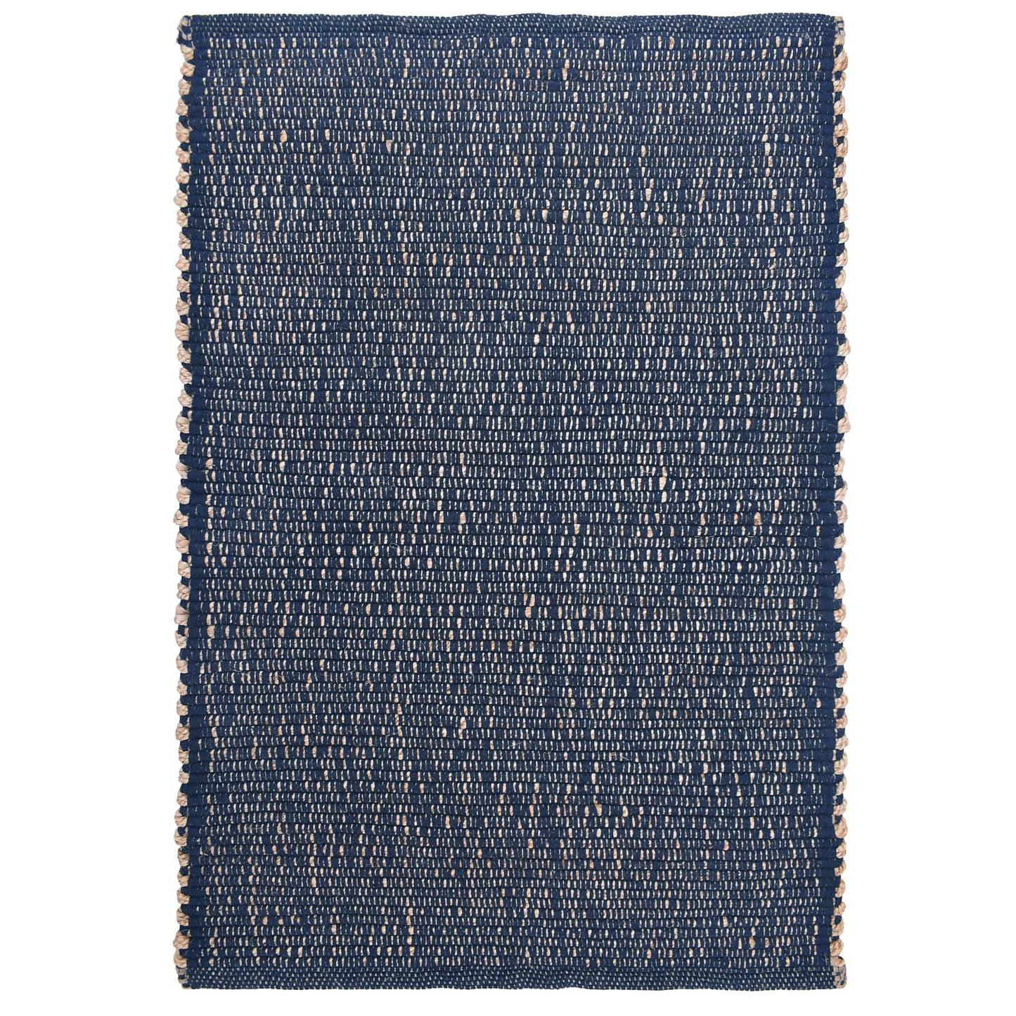 Navy 3x5 Jute Rug Braided Construction - Farmhouse Woven Carpet - Nautical Floor Covering for Bedroom Laundry Room, 3' x 5'