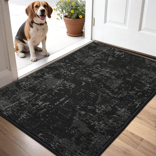 BEQHAUSE Dirt Trapper Door Mat 32" x 48", Non-Slip Doormats Washable Entryway Rugs, Stain Resistant Dog Door Mats Absorbent Welcome Floor Mat for Front Back Door, Mud Wet Shoes & Paws, Black