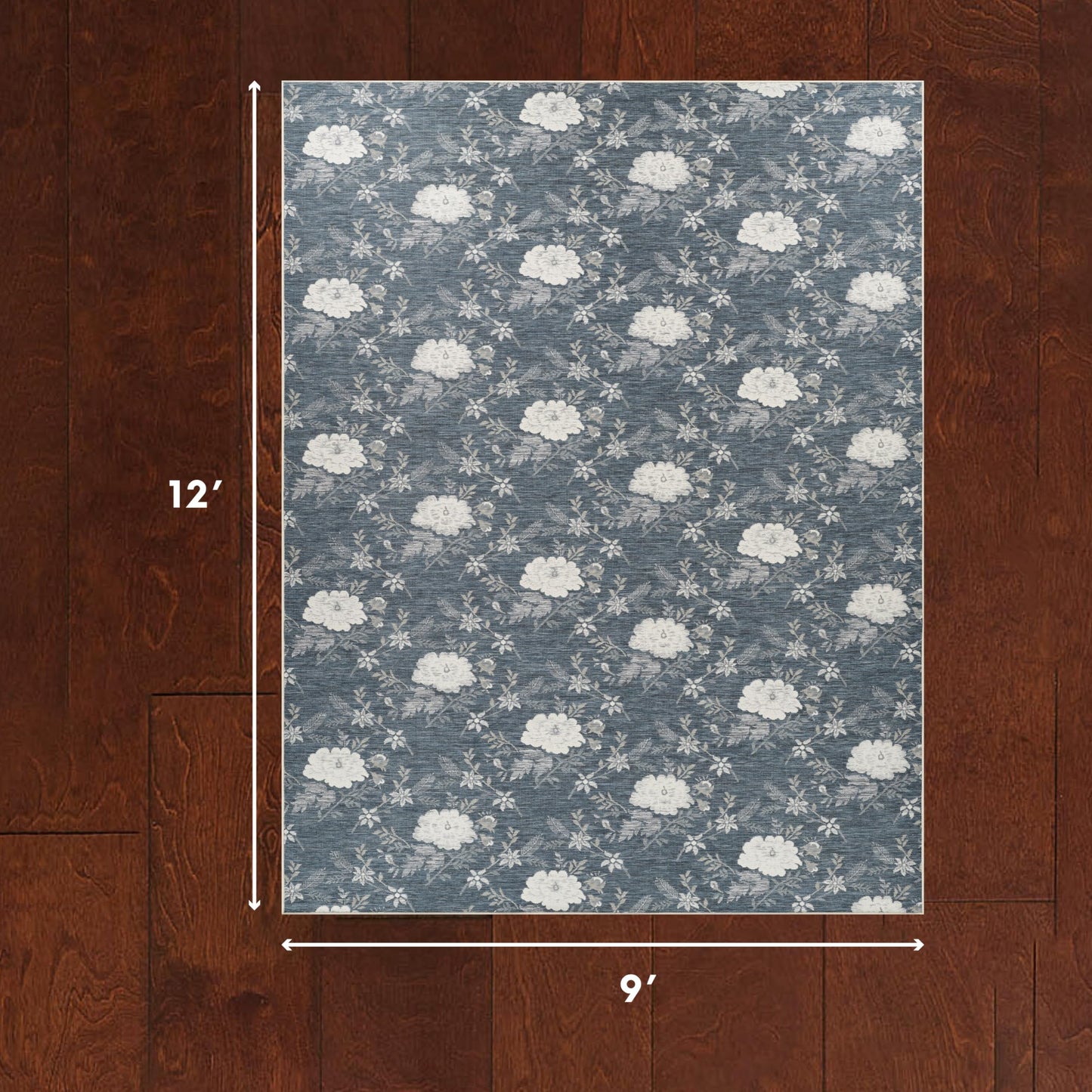 Laura Ashley Doreen Indoor Outdoor 9'x12' Area Rug Helena Floral Navy Multi