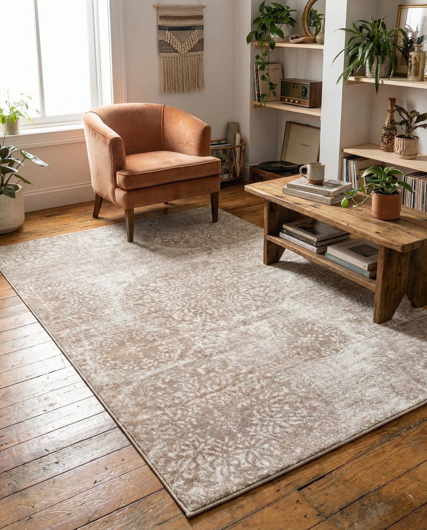 Rugs.com Monte Carlo Collection Rug – 5' x 8' Beige Medium Rug Perfect for Living Rooms, Large Dining Rooms, Open Floorplans
