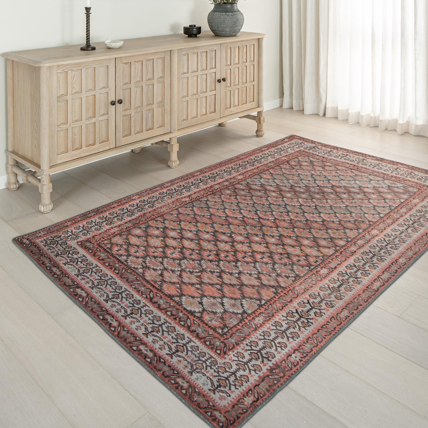 KNOTTING MATTERS Knot in Line 5’ x 8’ Area Rug – Warm Taupe & Clay Heritage Flatweave, Low-Pile – Easy Clean Area Rug – Perfect for Living Room, Dining Room, Bedroom – Pet & Kid Friendly