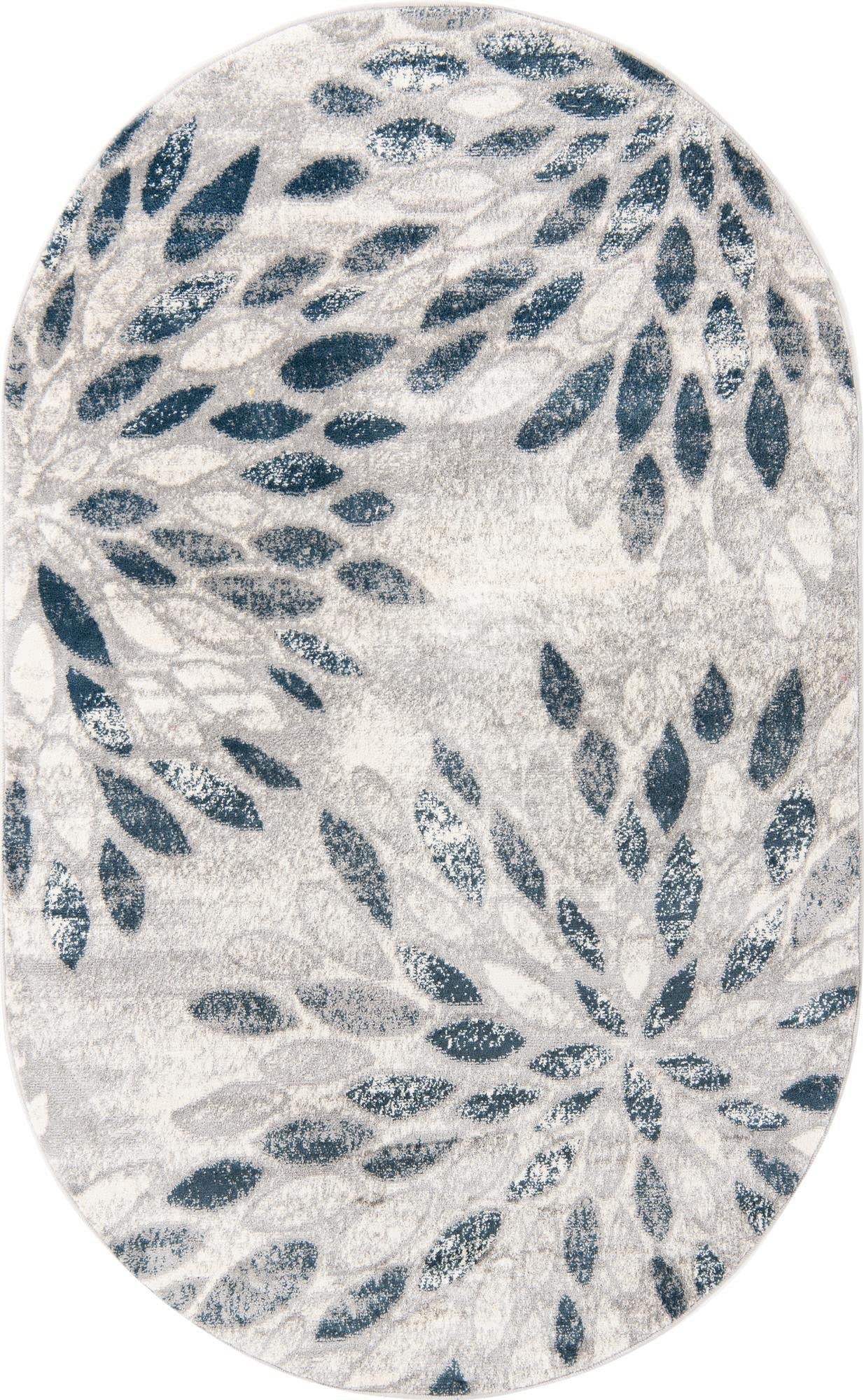 Unique Loom Sumter Collection Area Rug - Rhett (5' x 8' Oval, Gray/ Navy Blue)
