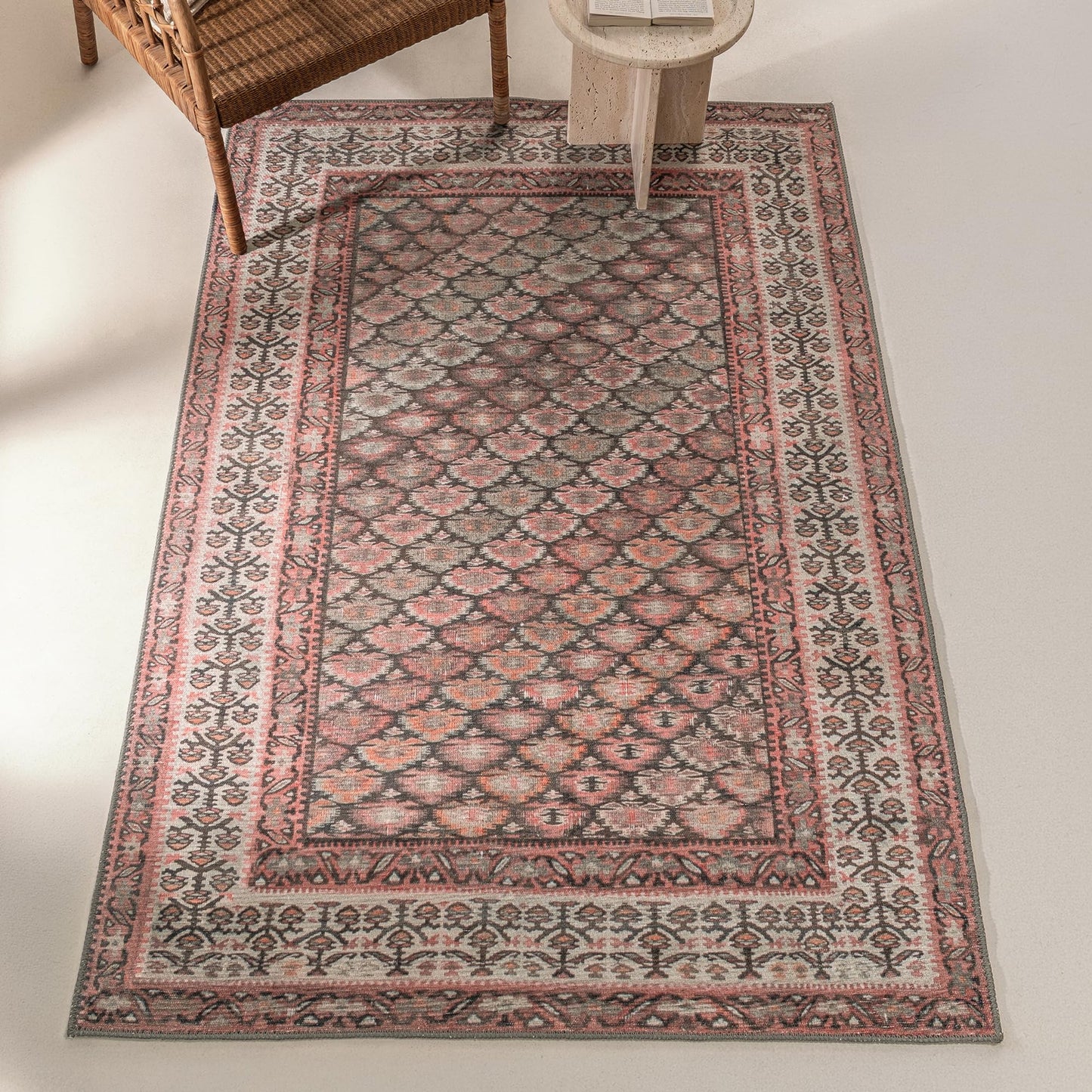 KNOTTING MATTERS Knot in Line 4’ x 6’ Area Rug – Warm Taupe & Clay Heritage Flatweave, Low-Pile – Easy Clean Accent Rug – Perfect for Entryway, Hallway, Kitchen, Bedroom – Pet & Kid Friendly