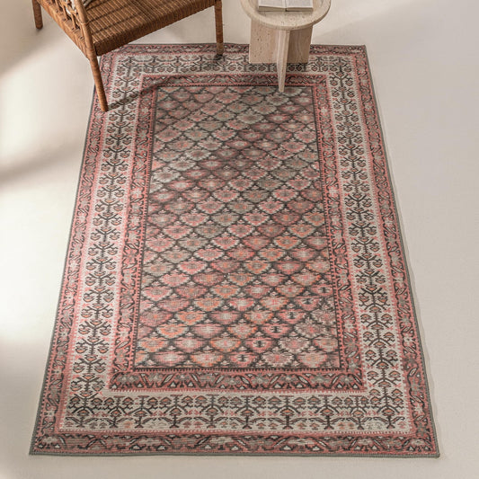 KNOTTING MATTERS Knot in Line 4’ x 6’ Area Rug – Warm Taupe & Clay Heritage Flatweave, Low-Pile – Easy Clean Accent Rug – Perfect for Entryway, Hallway, Kitchen, Bedroom – Pet & Kid Friendly