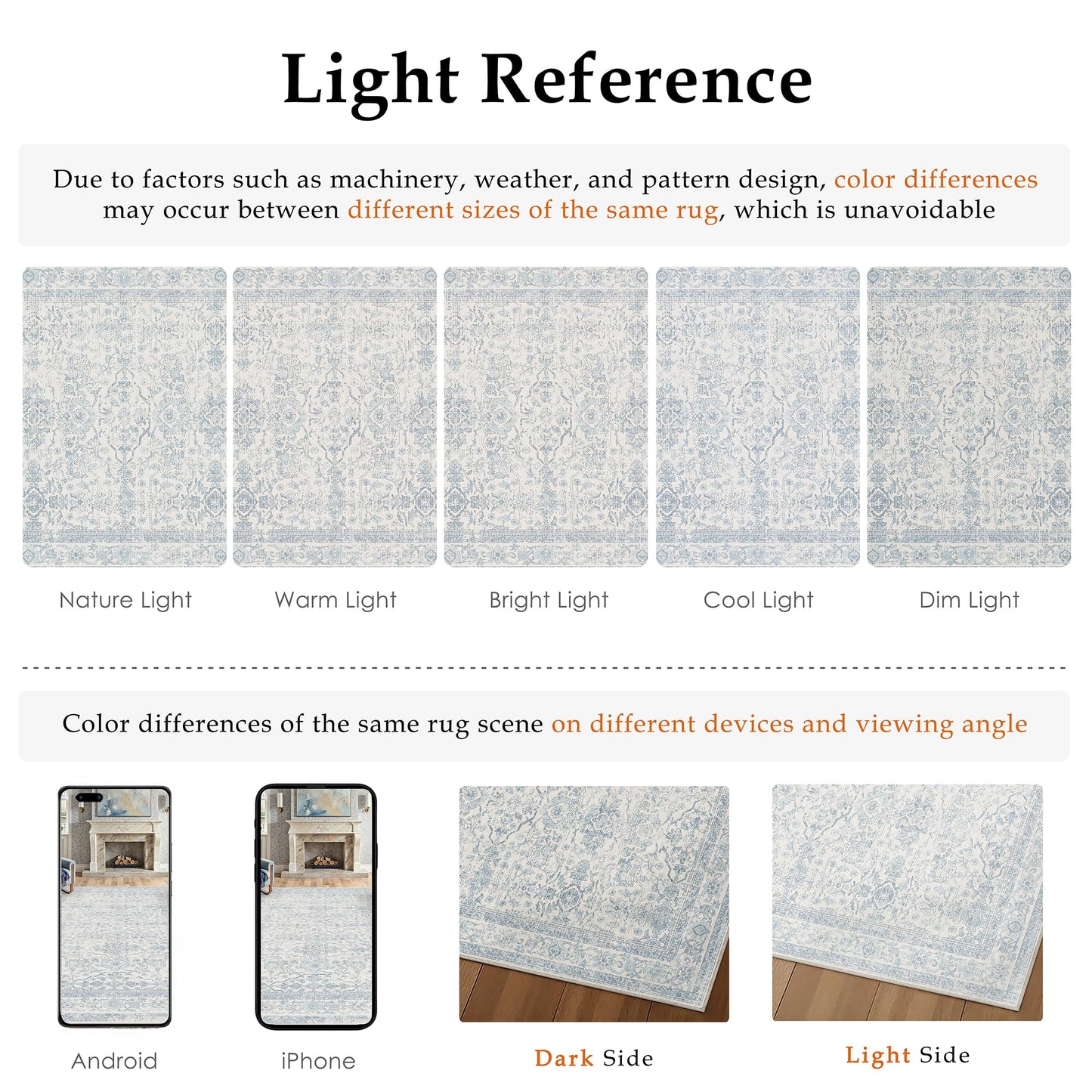 HUGEAR 2x6 Runner Rug Hallway Retro Light Blue Machine Washable Vintage Floral Low Pile Carpet Vacuumable Distressed Long Throw Rug Kitchen Bedroom Laundry Office Bathroom Non Slip Soft Lightweight