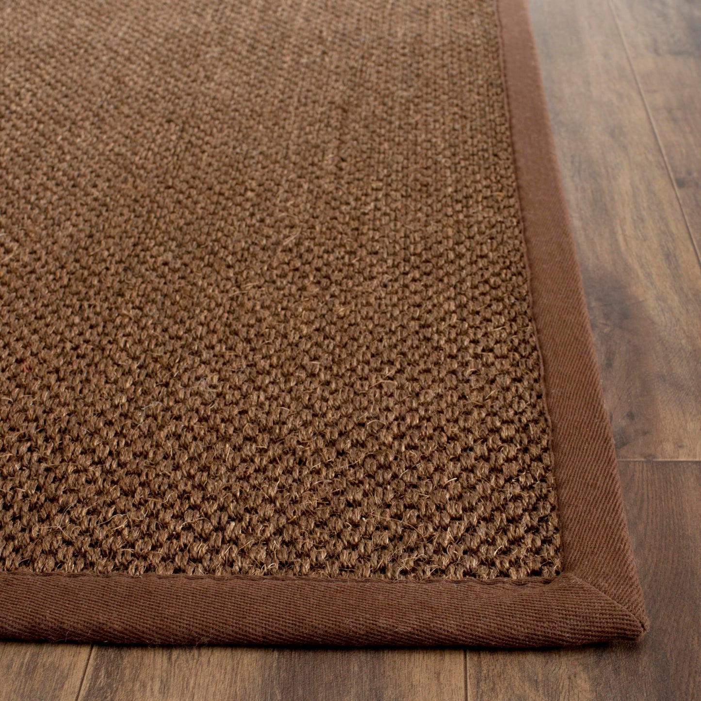 SAFAVIEH Area Rug 4x6 - Natural Fiber Collection - Brown, Sisal, Woven Design with Border (NF443D)