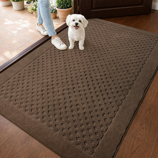 MatMaven Dirt Trapper Door Mat 36"x 60", Non-Slip Washable Doormat Entryway Rugs, Dirt Resistant and Absorbent Welcome Mat, Low Profile Floor Mats for Front Back and Entrance, Brown