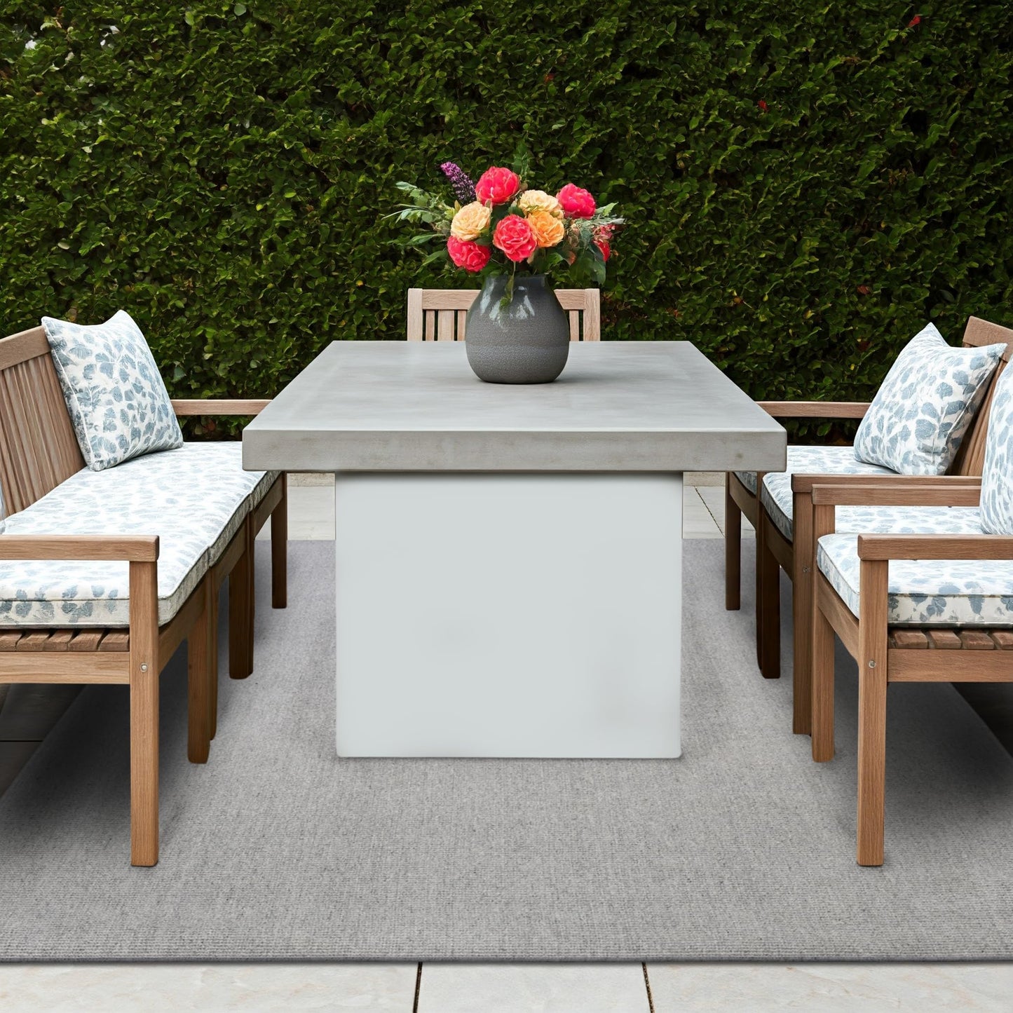 Delara Solid Indoor Outdoor Area Rug, Easy Cleaning, Non Shedding, Hose Washable, Bed Room, Living Room, Dining Room, Patio, Sustainable Rug, Recycled Plastic Rug. (Light Grey, 5' X 8')