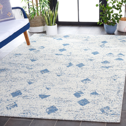 SAFAVIEH Washable Rug Outdoor Cottage Collection - 4' x 6', Blue, Non-Shedding & Easy to Clean, Ideal for Patio, Backyard, Mudroom (COT952N)