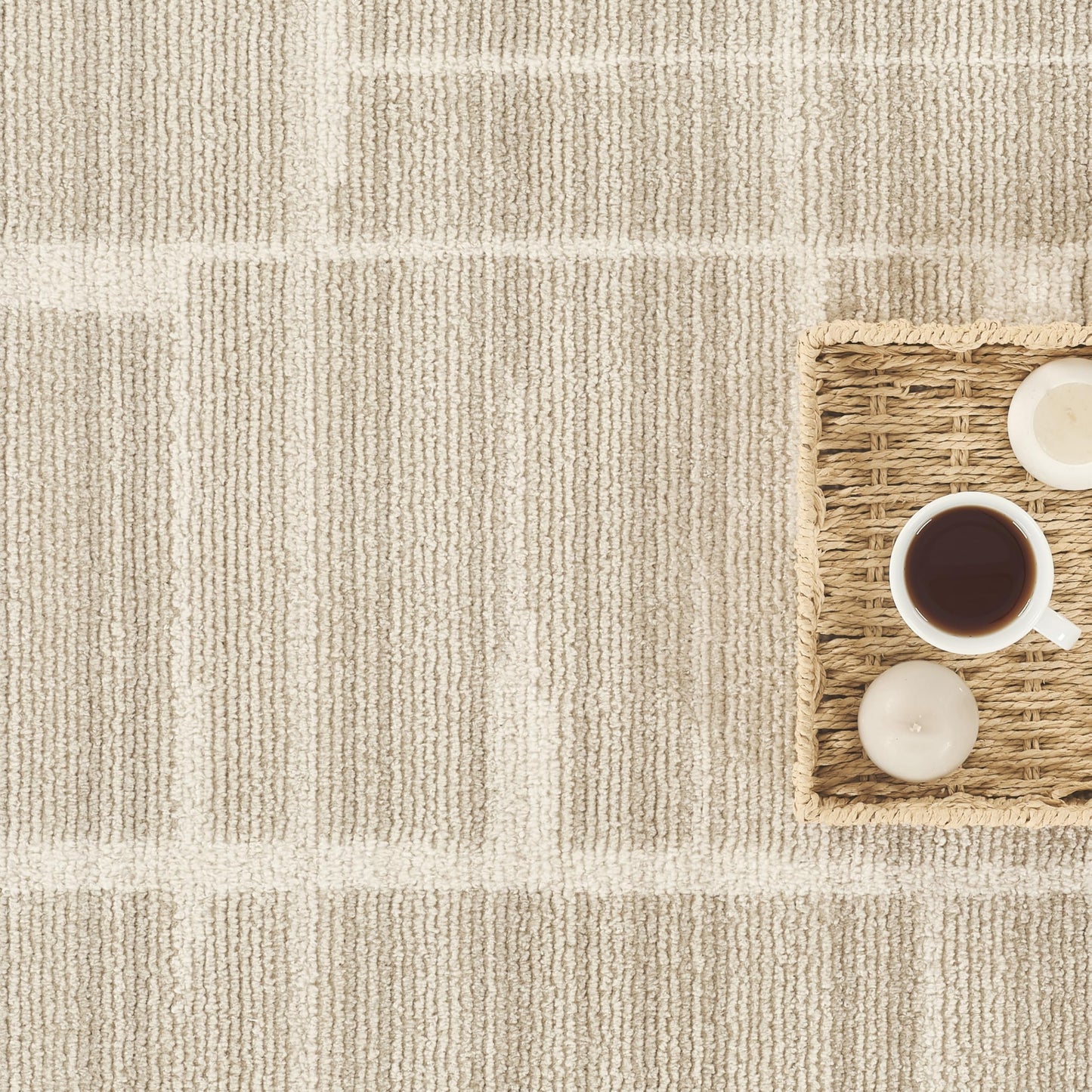 Abani Evelyn Collection Beige Area Rug - 7'9" x 10' - Grid Fade Pattern, Non-Shedding - Easy to Clean, Durable for Living Rooms, Dining Rooms & Family Rooms, Pet & Kid Friendly