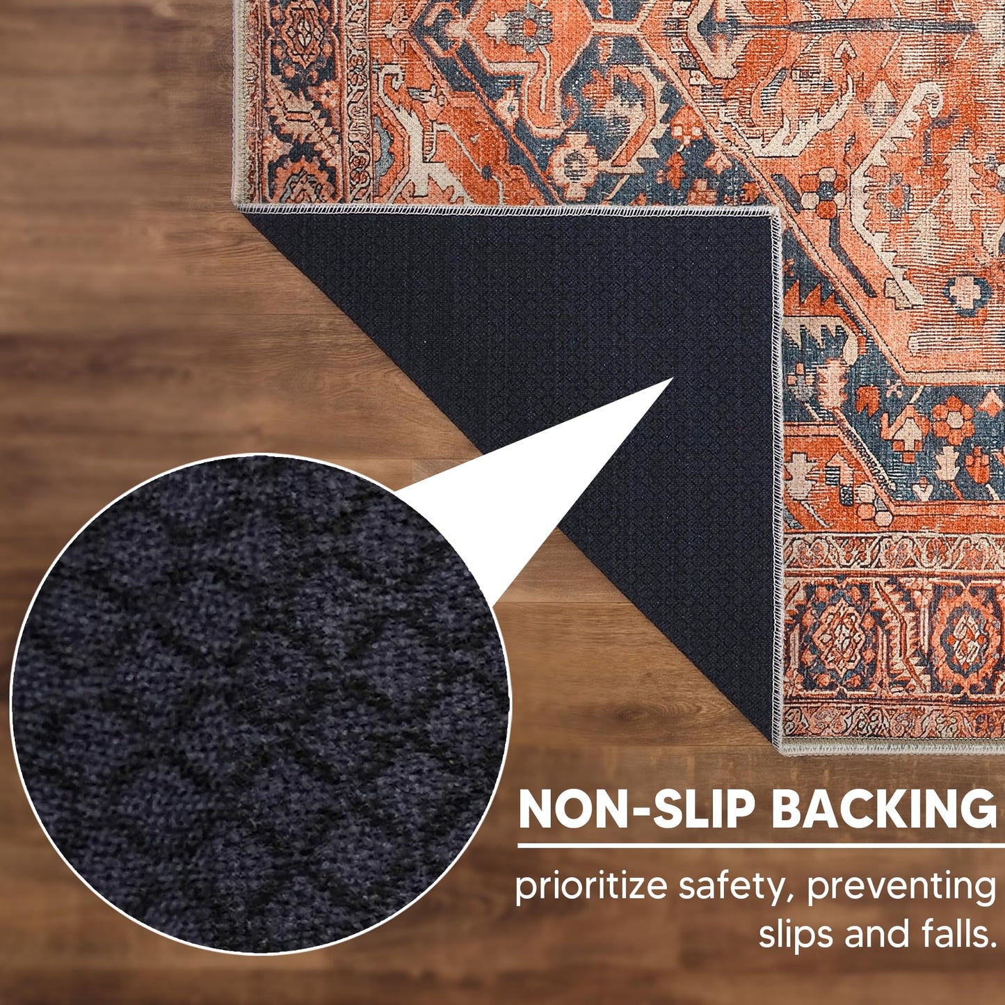 Keen Home Design 3x5 Rug - Machine Washable Entry Rug with Non-Slip Backing, Ideal for Enteryway, Kitchen, Bathroom, Laundry Room - Vintage, Easy Clean, Durable, Low Pile Rug - (3' x 5')