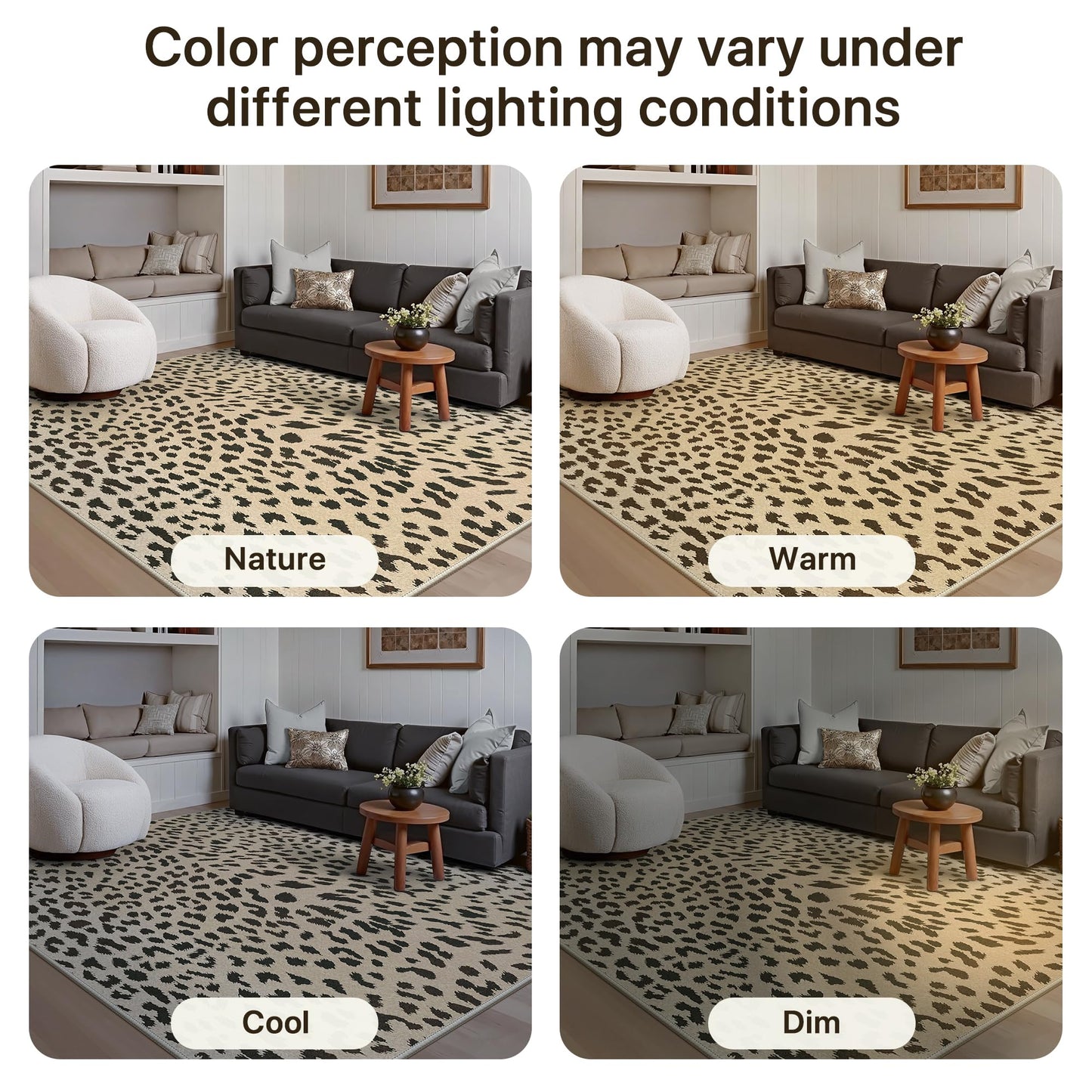Bavni 5FT Leopard Round Area Rugs for Living Room, Machine Washable Animal Rug Foldable Ultra-Thin Indoor Non Slip Brown Carpet Print Mat,Bedroom Dining Room Home Office, Light Brown