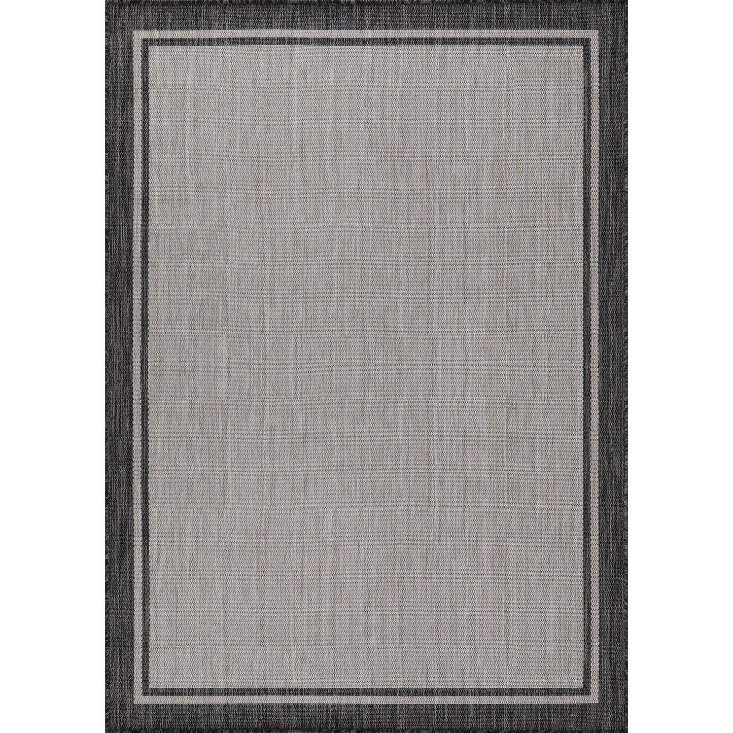 CAMILSON Indoor Outdoor Rug, 6x9 Bordered Gray Modern Area Rugs for Indoor and Outdoor Patios, Kitchen and Hallway Mats, Washable Porch Deck Outside Carpet (Bordered Grey, 6 x 9)