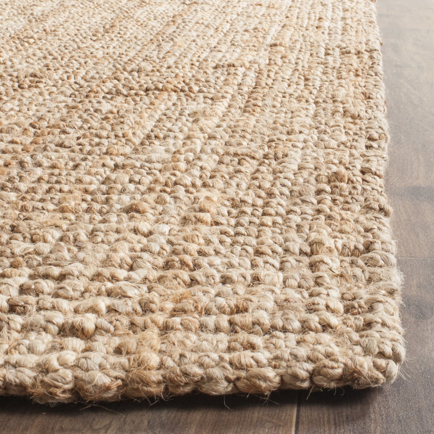 SAFAVIEH Area Rug 7' Square - Natural Fiber Collection - Natural Brown, Handmade Jute, Farmhouse Style, Chunky Textured Thick Pile (NF447A)
