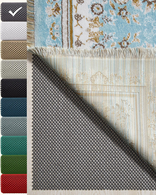 Veken 8x10 Ft Rug Pad Gripper for Hardwood Floors, Non Slip Dark Grey Rug Pads for Area Rugs, Thick Rug Grippers for Tile Floors, Under Carpet Anti Skid Mat, Keep Your Rugs Safe and in Place