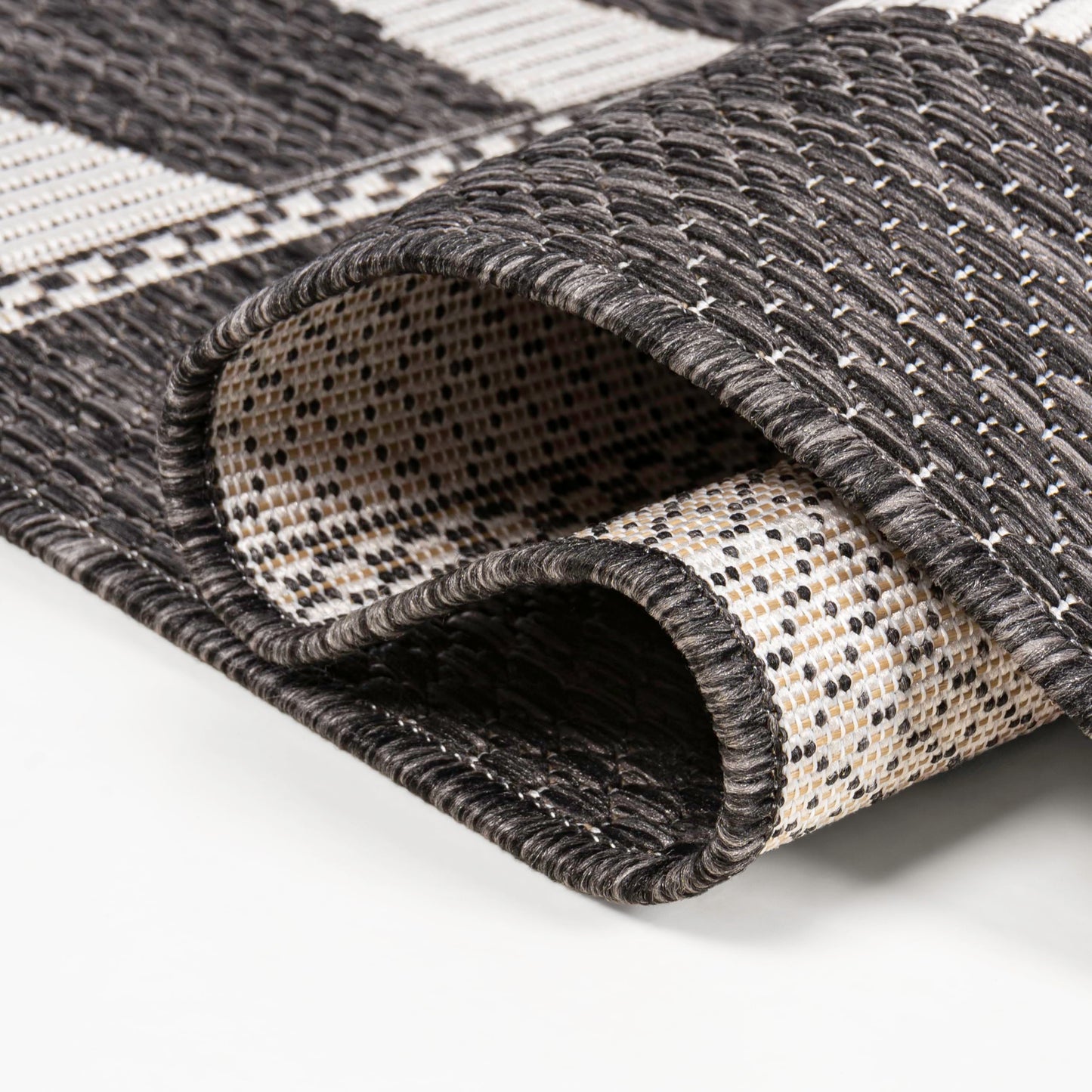 JONATHAN Y Abstract Two-Tone Indoor Outdoor Area Rug 5X8 Black/Cream, Lucian Modern Geometric for Backyard, Patio, Porch, Easy-Cleaning, High Traffic, Pet-Friendly, Non-Shedding (TSN303A-5)