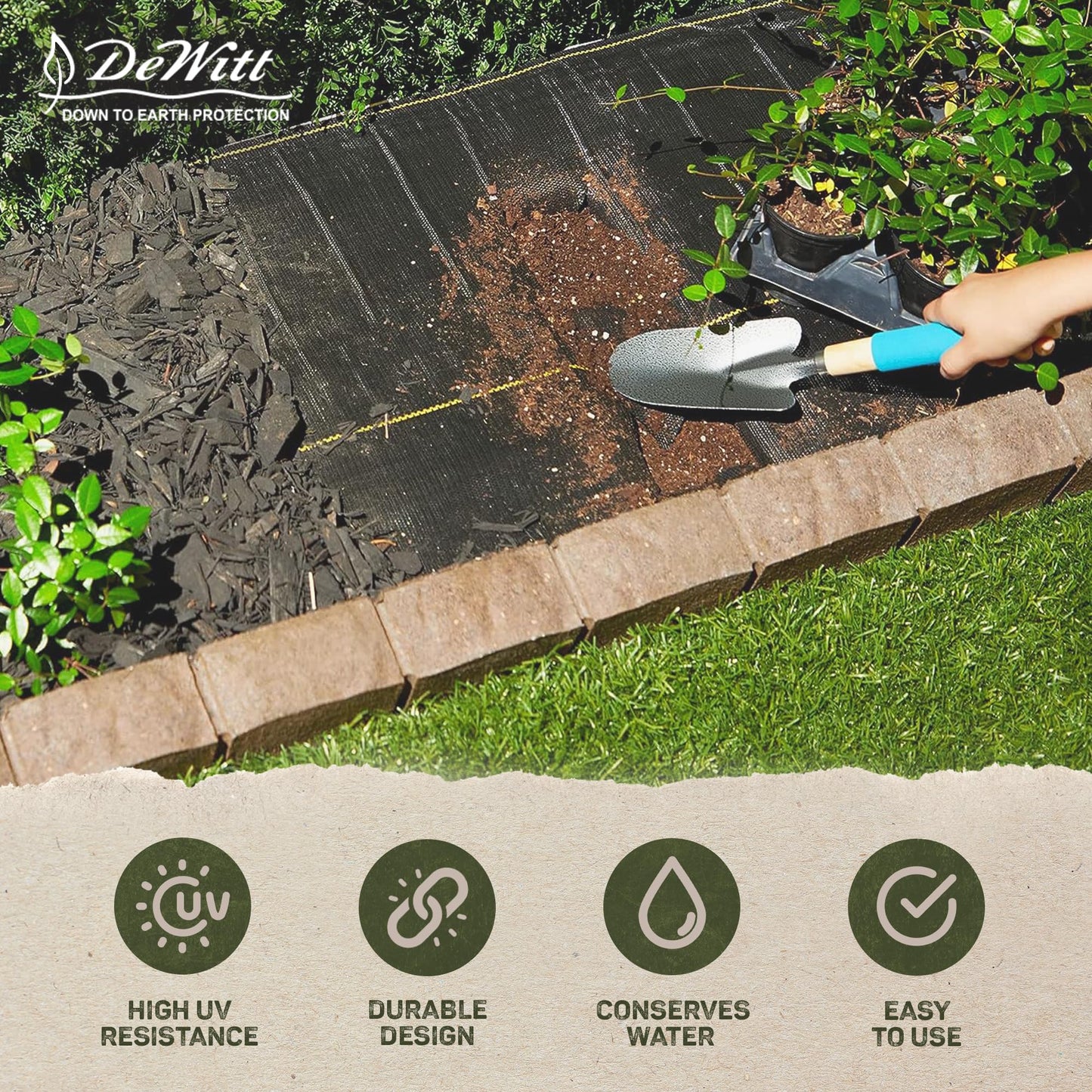 Dewitt Sunbelt Weed Barrier Fabric 3.2 oz, 6 x 200 Feet – Heavy-Duty Ground Cover Mat for Greenhouse Floors, Garden Rows, Raised Beds, Yard Gardening, and Outdoor Landscape Protection