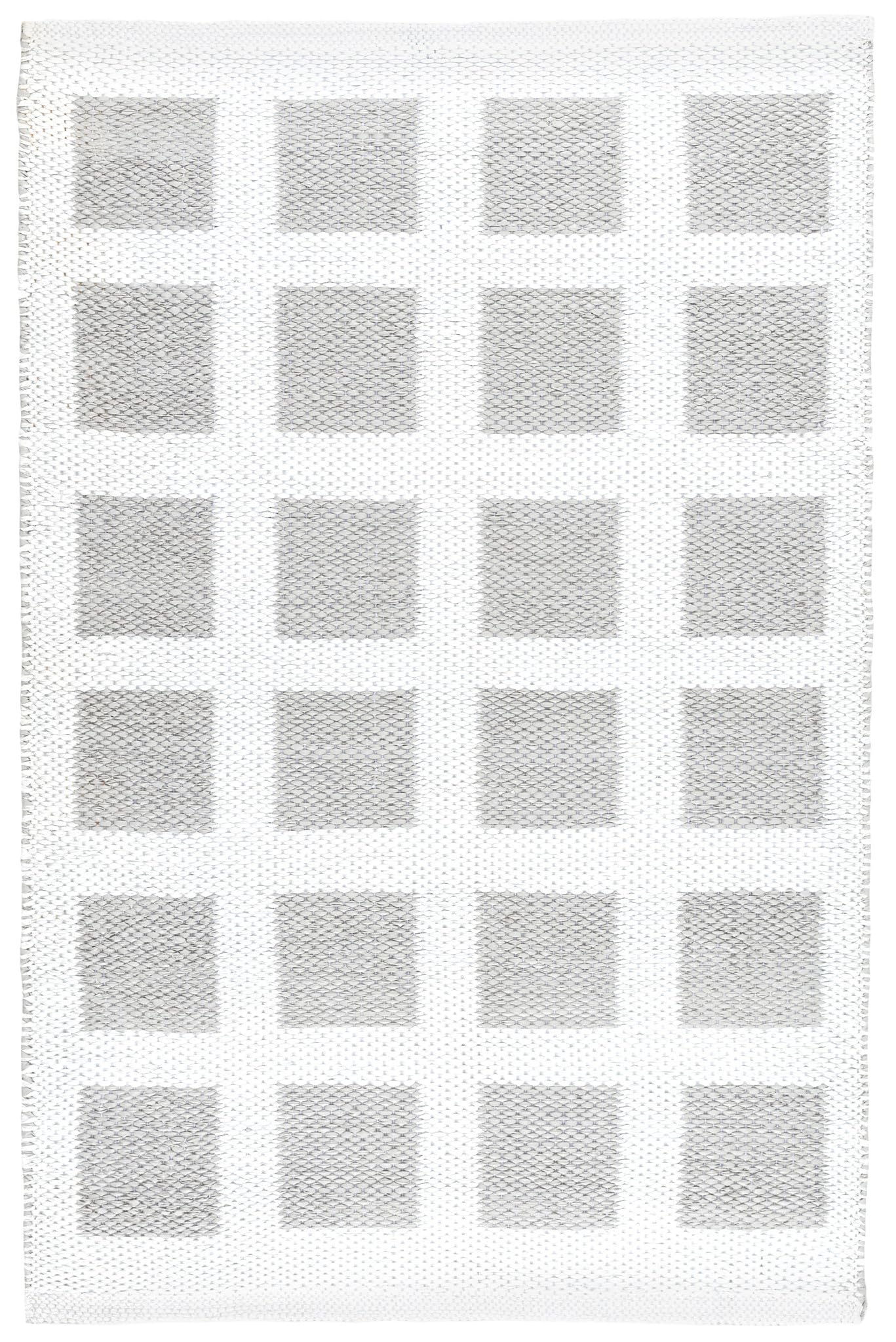 Dash and Albert Paver Grey Handwoven Indoor/Outdoor Rug, Runner-2.5 X 8 Feet, White/Grey Geometric Pattern - Premium Luxury Hotel Quality Soft Breathable Hypoallergenic Machine Washable Easy Care