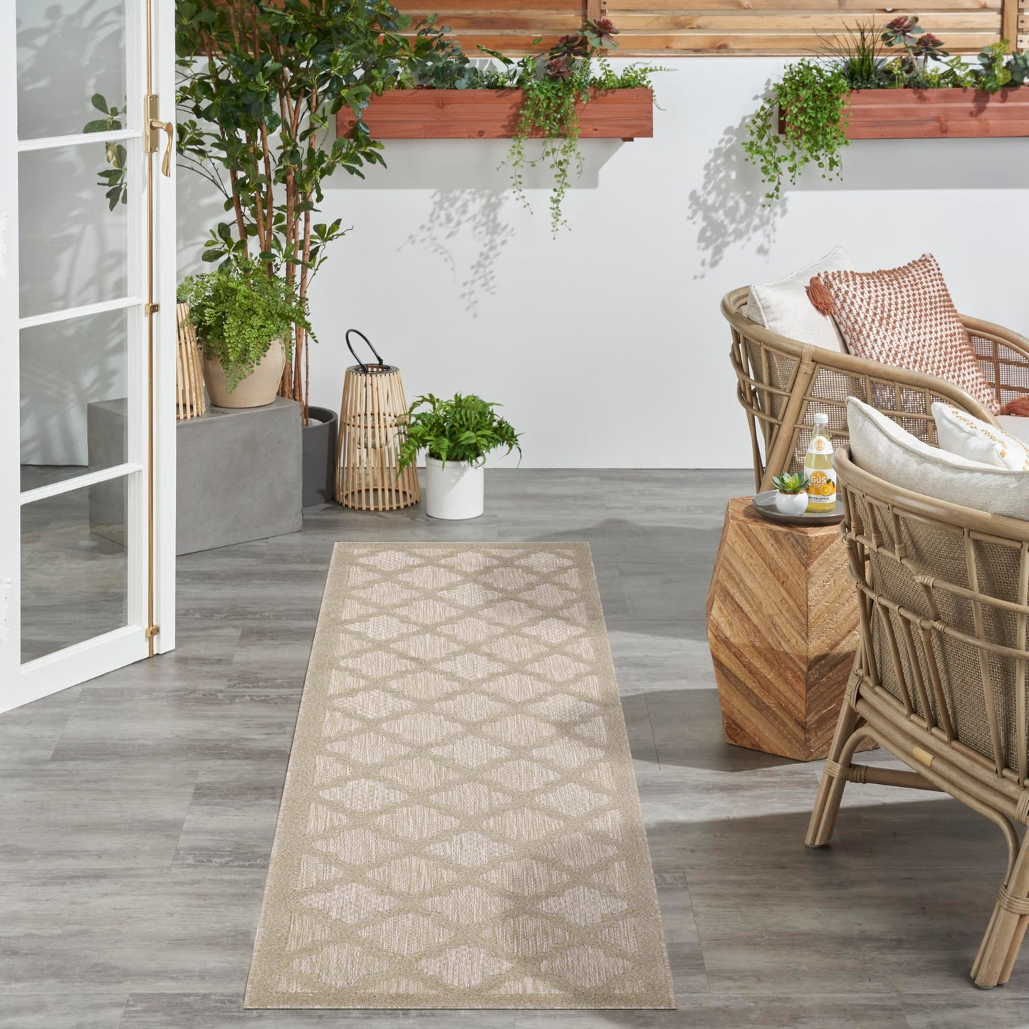 Nourison Home Easy Care Cream 2'2" x 7'6 Area Rug - Easy Clean, Non Shedding, Bed Room, Living Room, Dining Room, Kitchen (8' Runner)