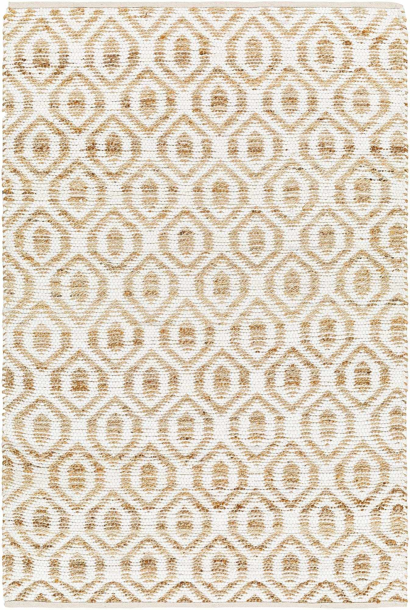 Hauteloom Nautilus Recycled Material Area Rug - Geometric Trellis Diamond Lattice Circles - Contemporary Modern Minimalist Farmhouse Boho - Rose Cream, Clay, Sand, Beige, Cream - 5' x 7'6"