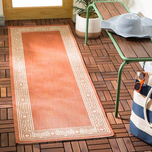 SAFAVIEH Washable Rug Outdoor Courtyard Collection - 2'3" x 6'7" Runner, Rust & Sand, Non-Shedding & Easy Cleaning, Ideal for Patio, Backyard, Mudroom (CY5143A)