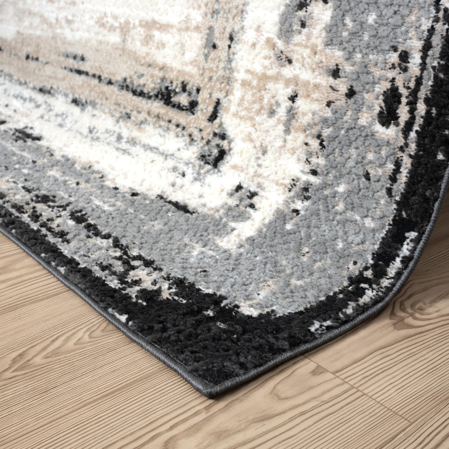 Abani Ivory Area Rug for Living Room, Bedroom - Abstract Pattern- 4' x 6' -Durable & Easy to Clean