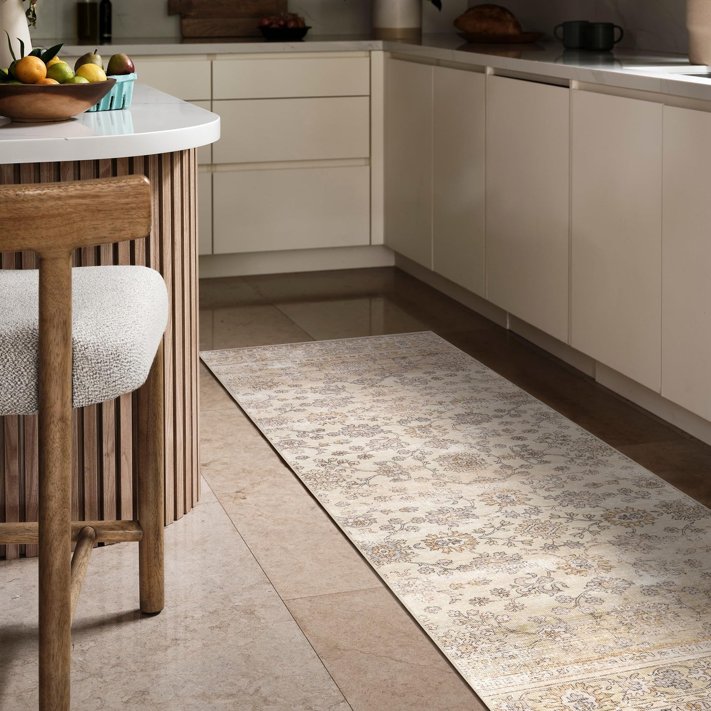 Nuloom Splashguard Sia Beige/Ivory, 2'6" x 10', Vintage, Soft and Cozy, High Traffic, Stain Resistant, Easy Clean, Durable, Machine Washable Runner for Bedroom, Living Room, Dining, Entryway