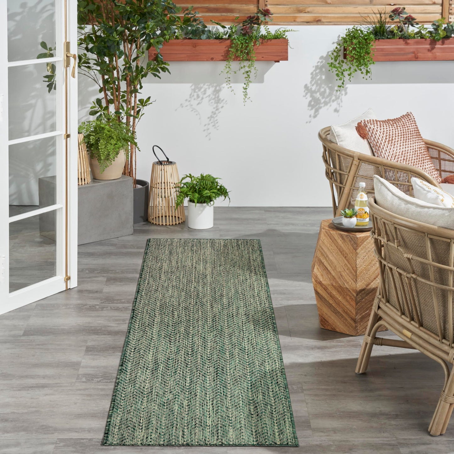 Nourison Home Horizon Indoor/Outdoor Green 2' x 6' Area Rug - Easy Clean, Non Shedding, Bed Room, Living Room, Dining Room, Kitchen (6' Runner)