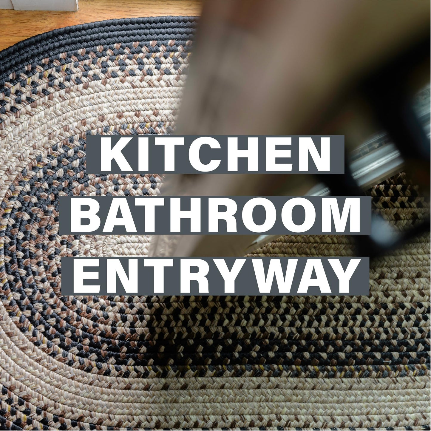 Black Mist Braided Oval Rug 20"x30" - Black & Tan Rustic Rugs for Entryway and Kitchen, Water Absorbing, Machine Washable and Reversible - Both Indoor and Outdoor