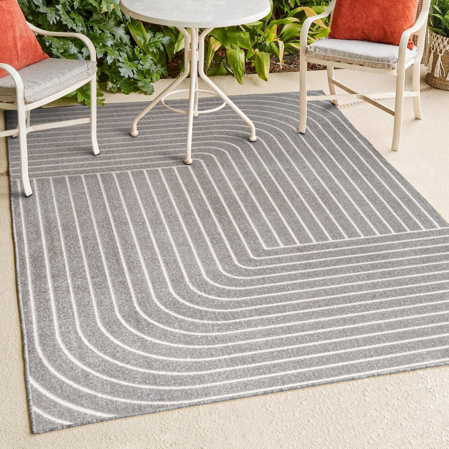 JONATHAN Y Odense High-Low Angle Indoor/Outdoor Area Rug, 8x10, Gray/Ivory, Modern, Contemporary, Geometric, Bohemian, Bedroom, Kitchen, Living Room, Non Shedding (SCN101B-8)