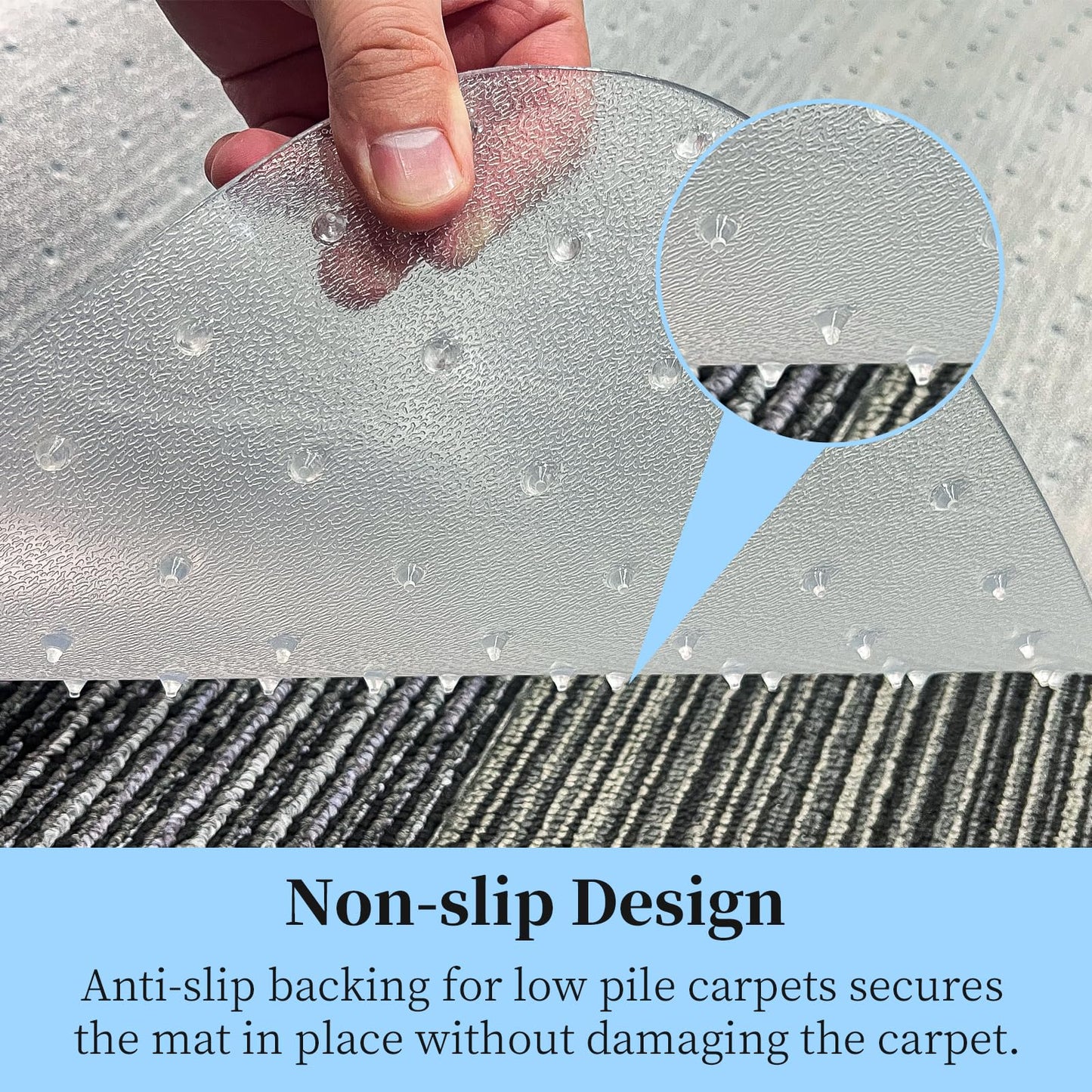 Tonaus Office Chair Mat for Carpet, 48"×36" Desk Chair Mat T-Shape Carpet Protector Mat for Office Chair, Transparent 2.2mm Thick T-Shape Floor Protection for Low Pile Carpets with Non-Slip Studded