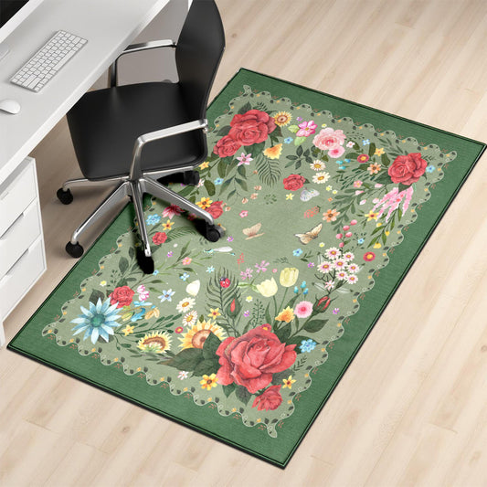 Office Chair Mat,48"x36"Floor Protector,Flowers Desk Chair Mat,Chair Mat for Hard Wood and Tile Floor Chair mats