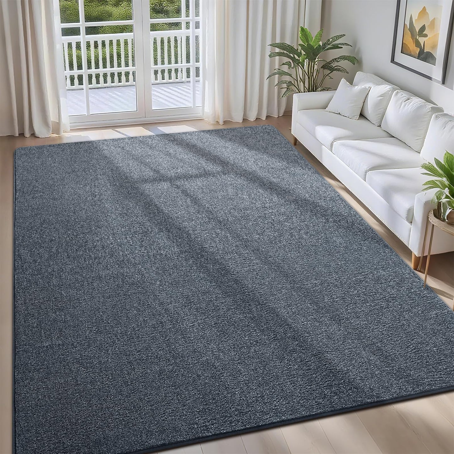 FALARK 6x9 Area Rugs for Bedroom Living Room, Blue Soft Low-Pile Modern Indoor Thickened Memory Foam Non-Slip Washable Carpets for Kids Dorm Home Decor Rug