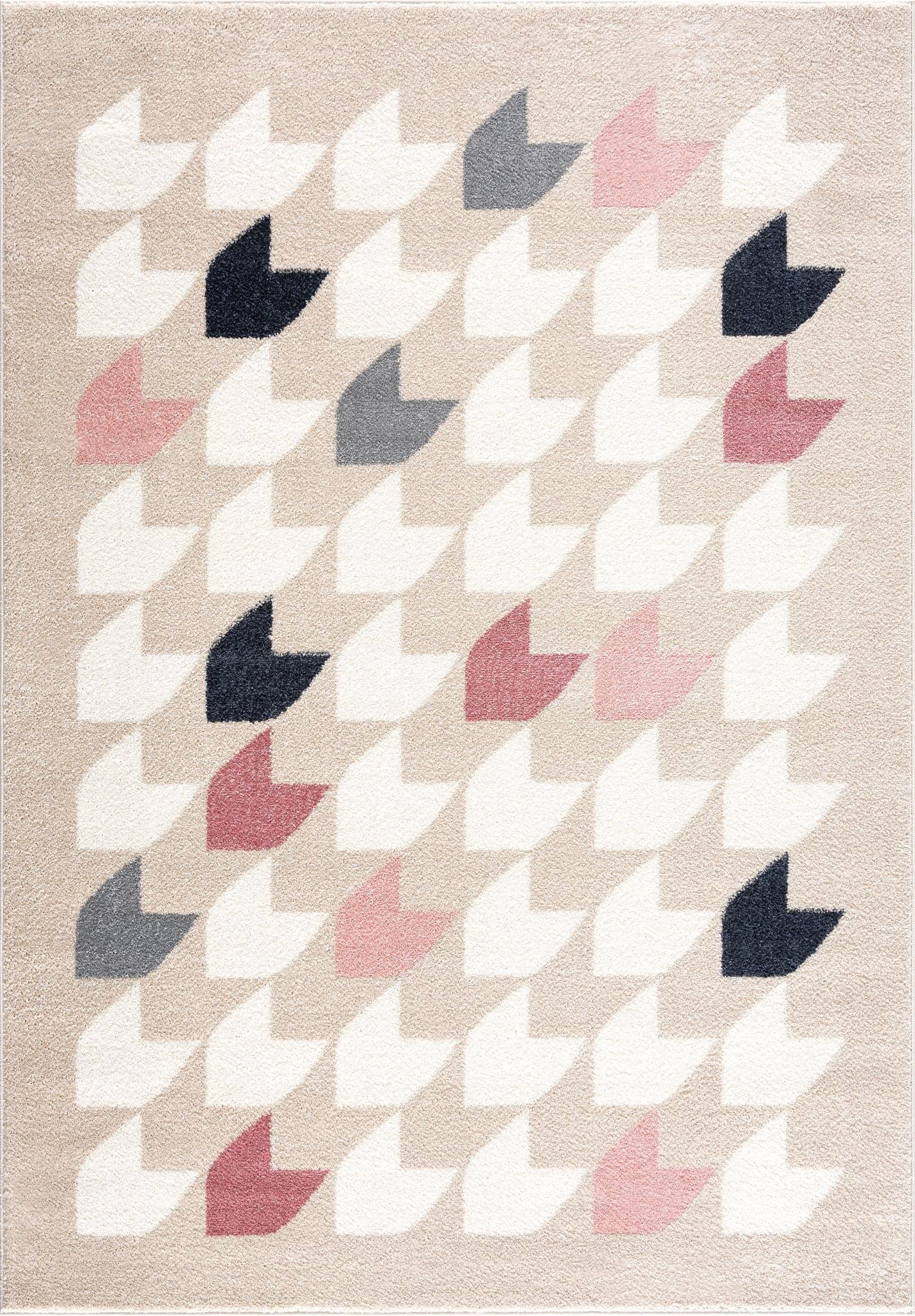 Abani Rugs Cream and Pink 5 ft. x 8 ft. Contemporary Rug