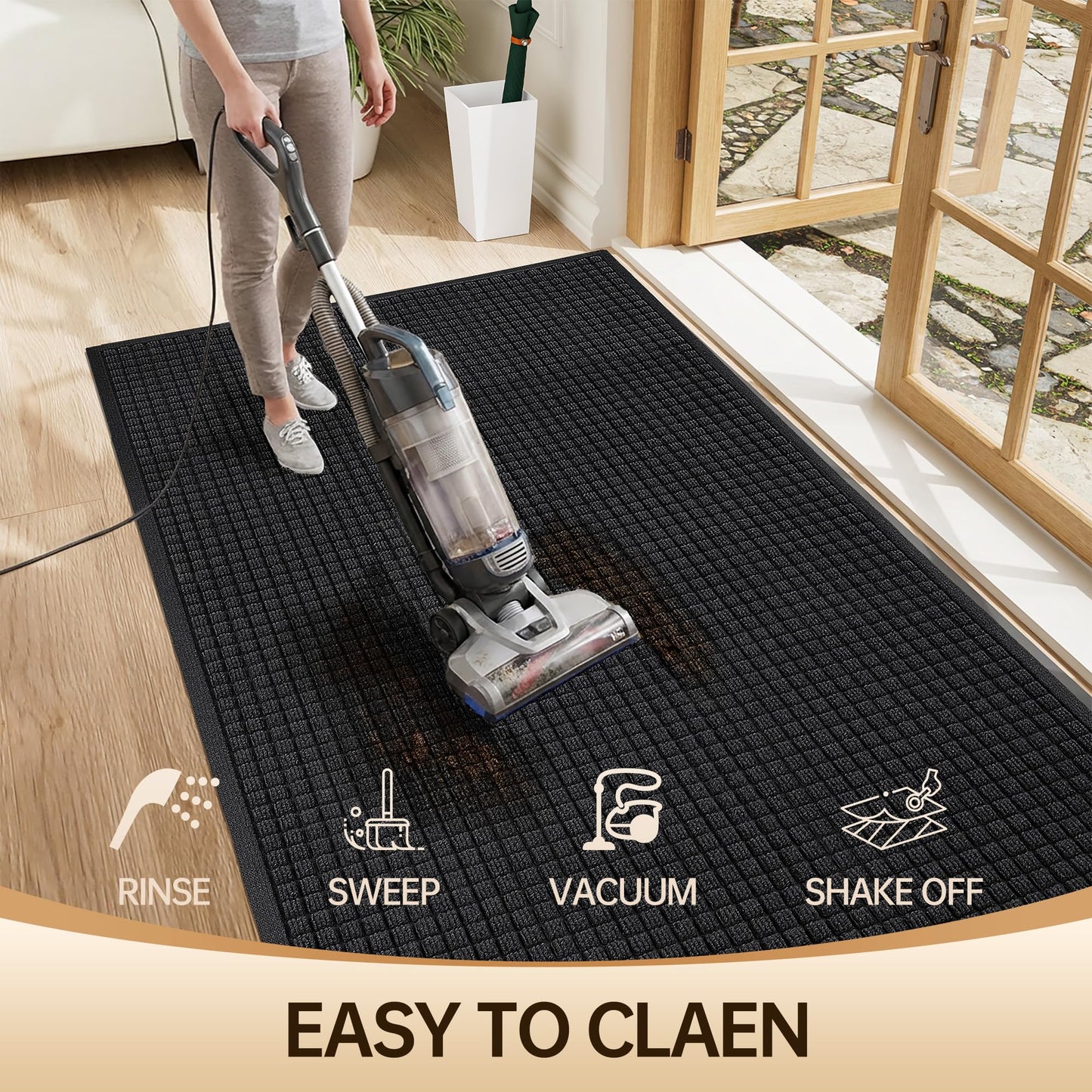 Amyracel Front Door Mat Indoor Outdoor Entrance, 36" x 48" Heavy Duty Commercial Floor Mat, All-Season Waterproof Rubber Back Doormat for Entryway, Fade Resistant, Low Profile, Easy Clean