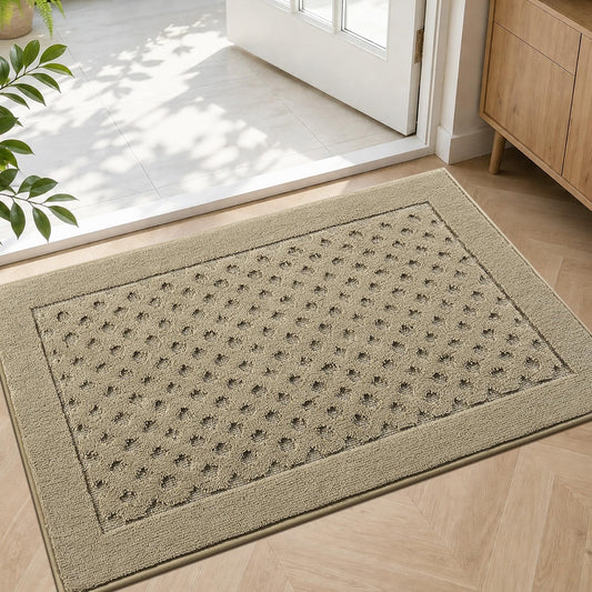 MatMaven Dirt Trapper Door Mat 20"x 32", Non-Slip Washable Doormat Entryway Rugs, Dirt Resistant and Absorbent Welcome Mat, Low Profile Floor Mats for Front Back and Entrance, Beige