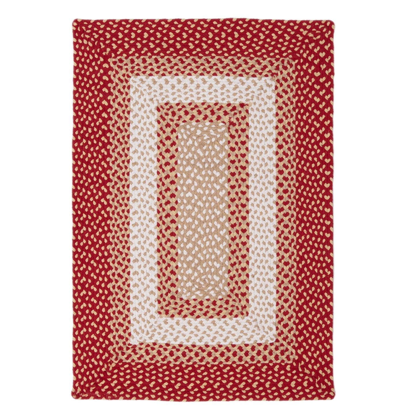 Super Area Rugs 2X3ft Farmhouse Braided Rug - Natural Soft Cotton Carpet for Bathroom, Kitchen, Doorway - Primitive Country Woven Rug - Red/Cream/Ivory