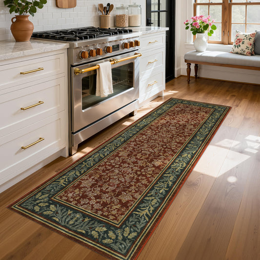 GarveeHome Runner Rugs 2x6 Kitchen Runner Rug Non Slip Washable Runners for Hallways, Boho Vintage Rugs with Rubber Backing Soft Low-Pile Indoor Long Carpet for Entryway Bedroom Red