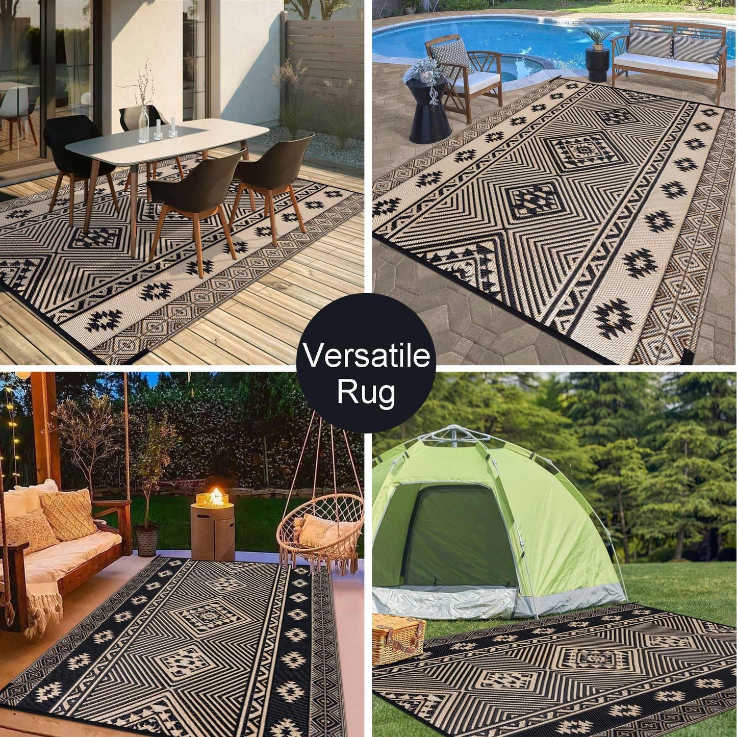 HiiARug Outdoor Rug for Patios Clearance 8'x10' Plastic Straw Rug Waterproof Reversible RV Mat Outdoor Area Rugs for RV, Backyard, Deck, Camping